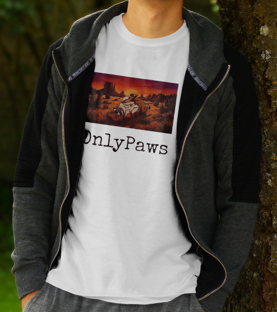 Desert Sunset Playful Pit Bull OnlyPaws Scenic Wonderland T-Shirt