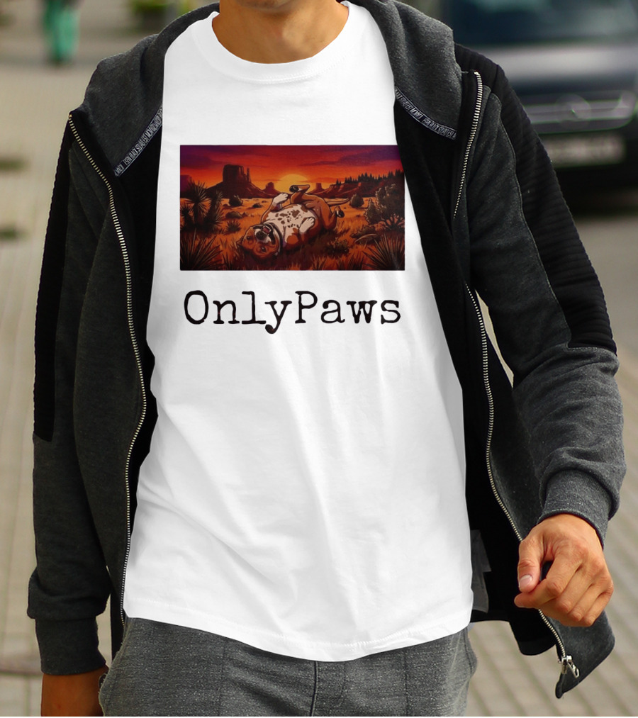 Desert Sunset Playful Pit Bull OnlyPaws Scenic Wonderland T-Shirt