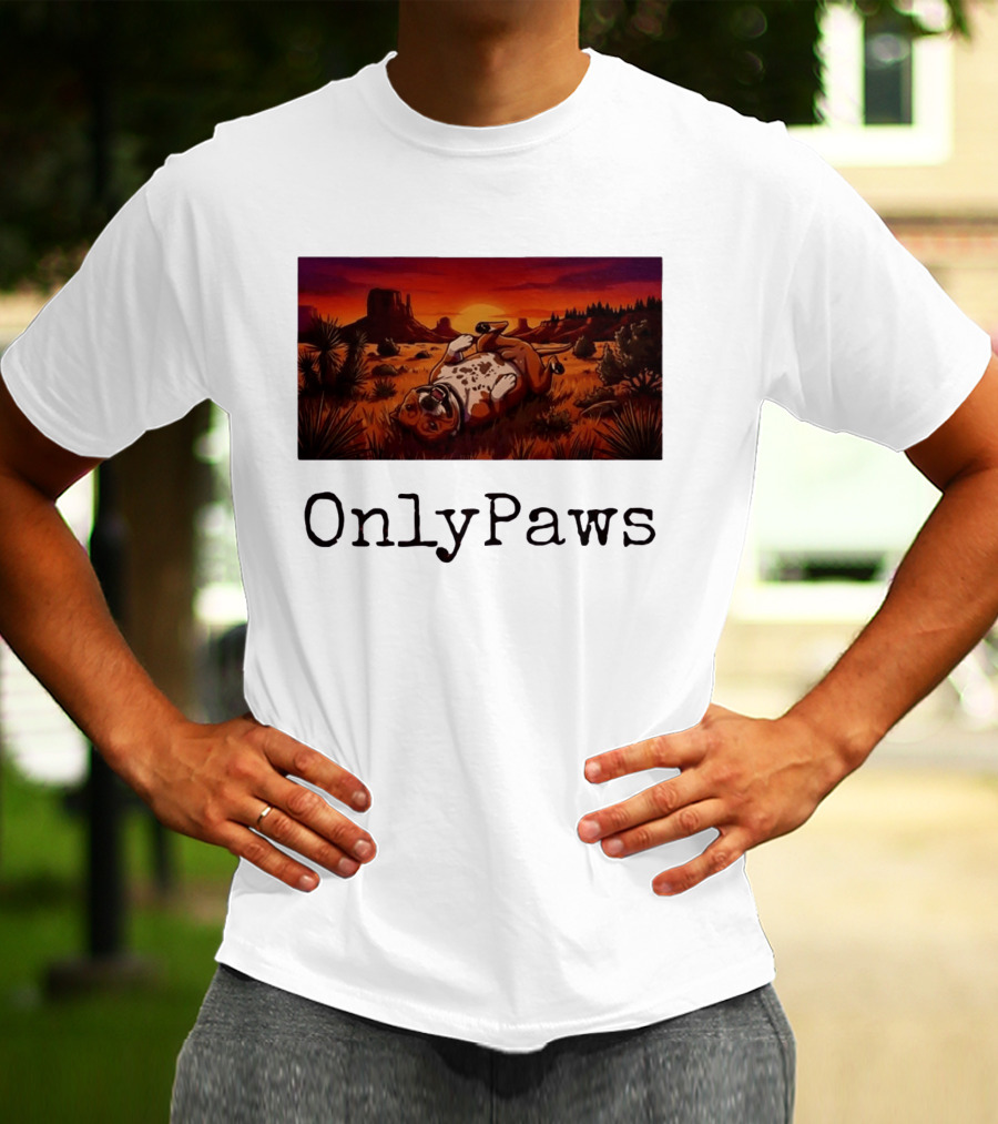 Desert Sunset Playful Pit Bull OnlyPaws Scenic Wonderland T-Shirt