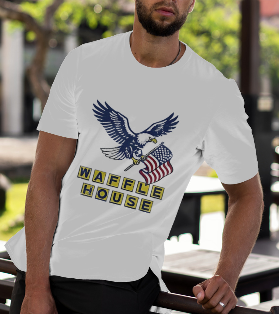 Waffle House Eagle Holding American Flag T-Shirt