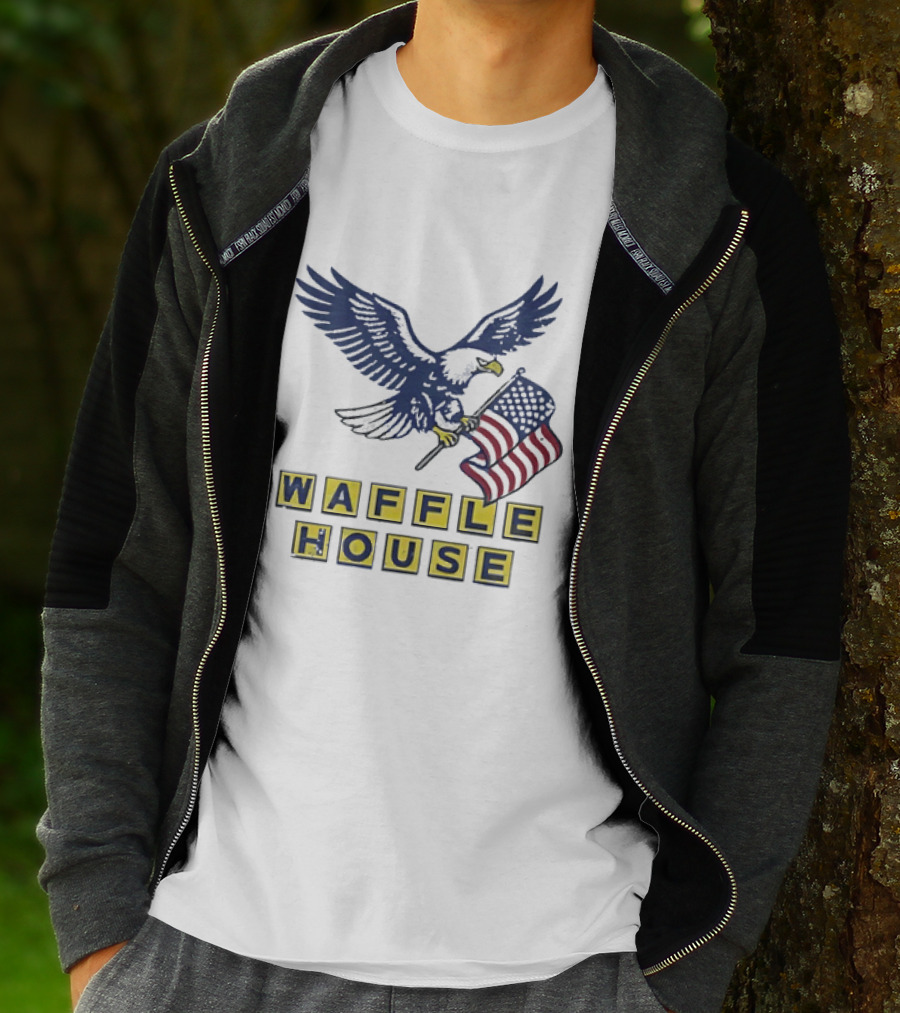 Waffle House Eagle Holding American Flag T-Shirt