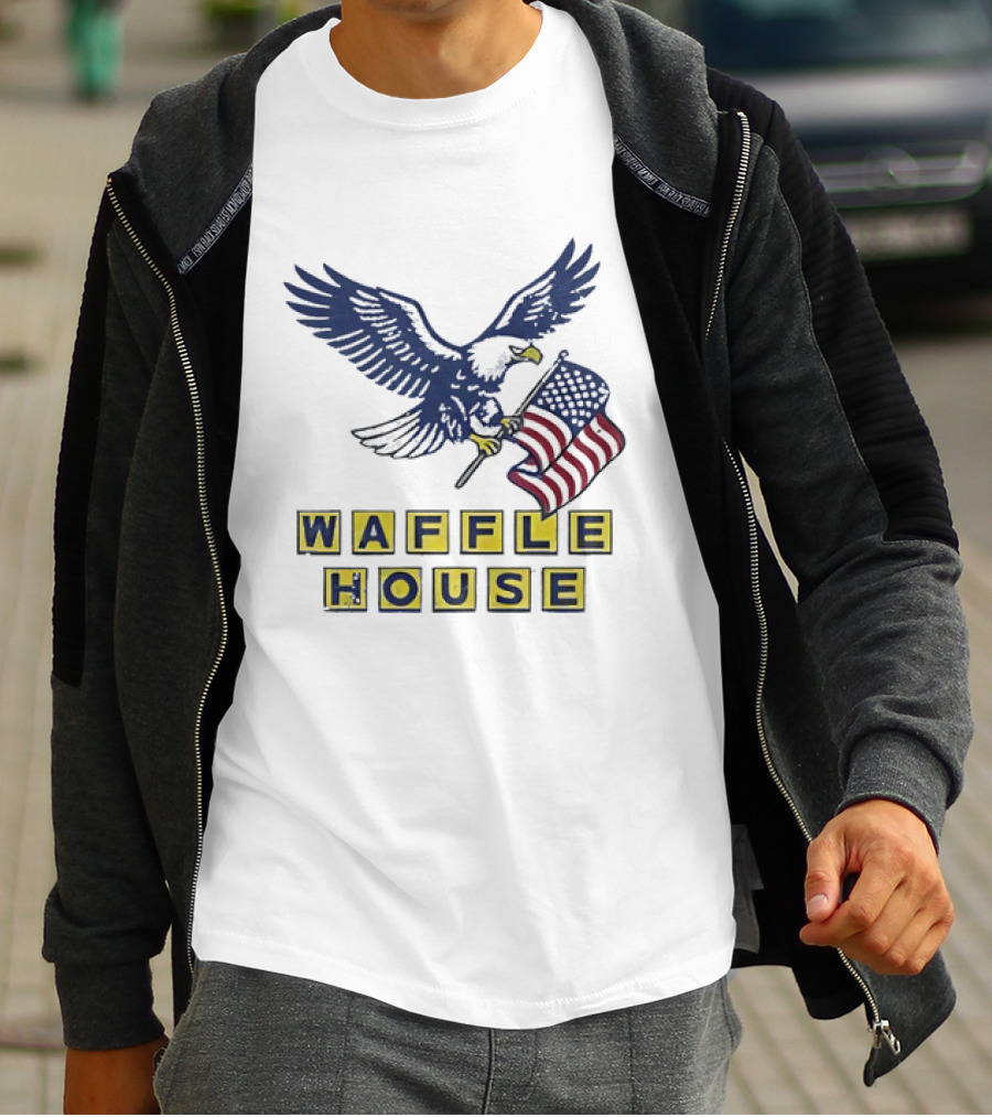 Waffle House Eagle Holding American Flag T-Shirt