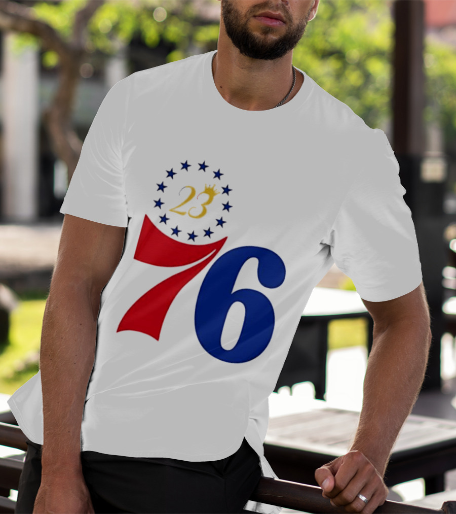 LeBron James 23 Philadelphia 76ers Inspired Number Stars T-Shirt