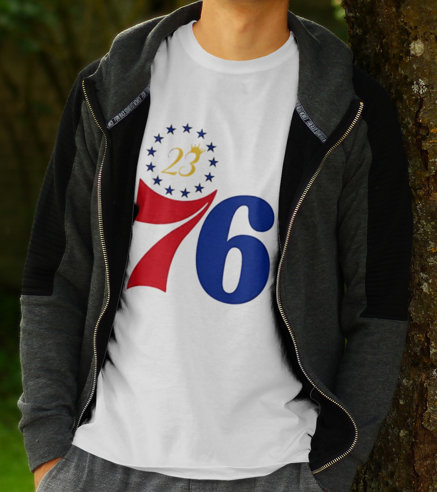 LeBron James 23 Philadelphia 76ers Inspired Number Stars T-Shirt