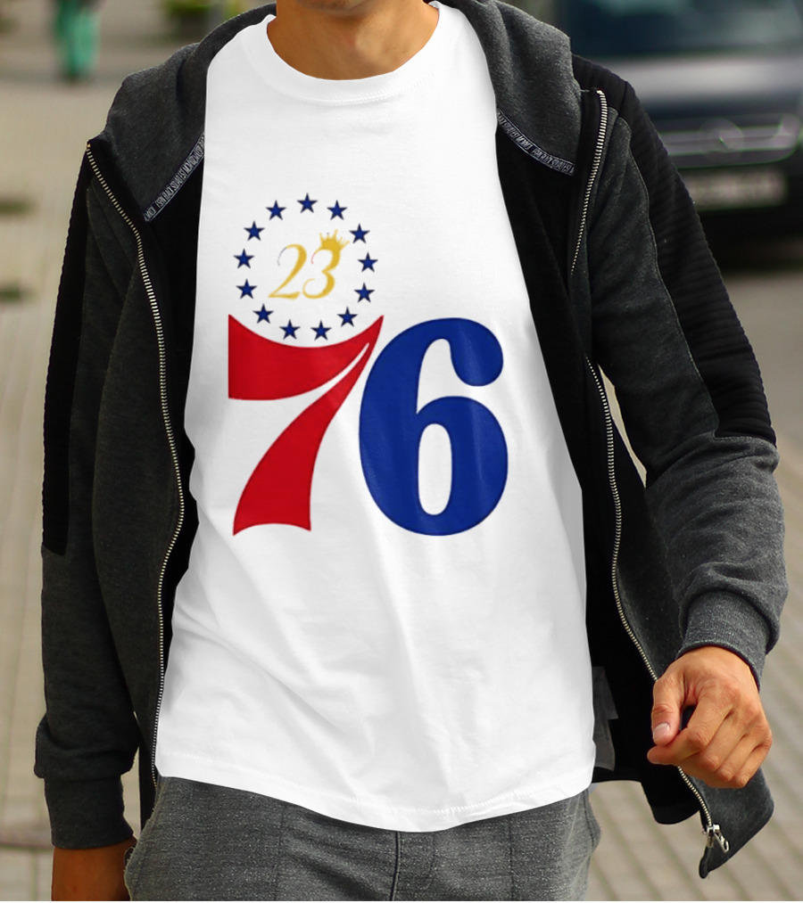 LeBron James 23 Philadelphia 76ers Inspired Number Stars T-Shirt