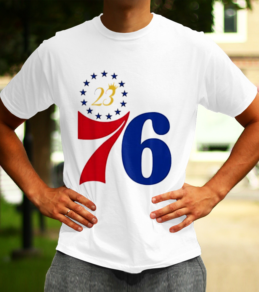 LeBron James 23 Philadelphia 76ers Inspired Number Stars T-Shirt