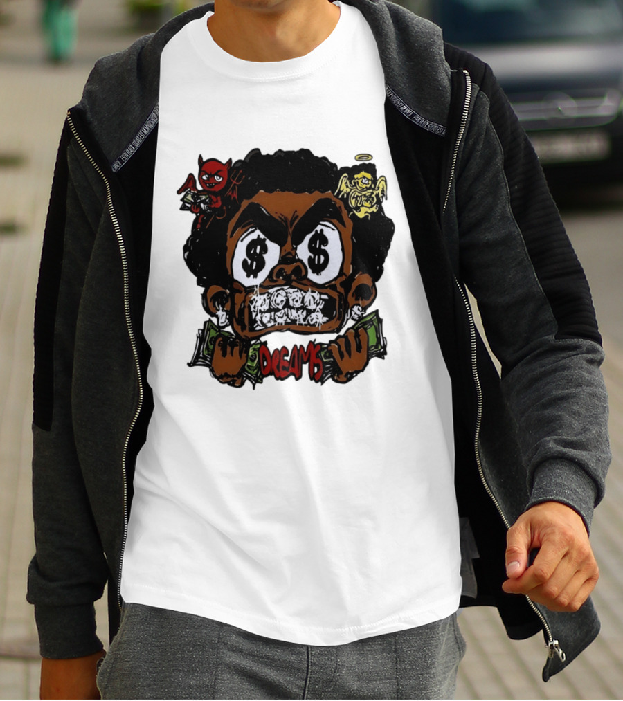 Dreams Money Cartoon Streetwear Dollar Eye Angel Devil T-Shirt