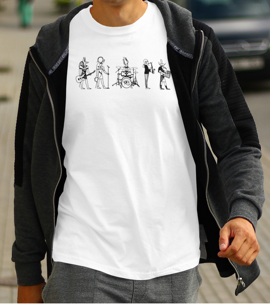 Egyptian Gods Musical Band Anubis Playing Instruments T-Shirt