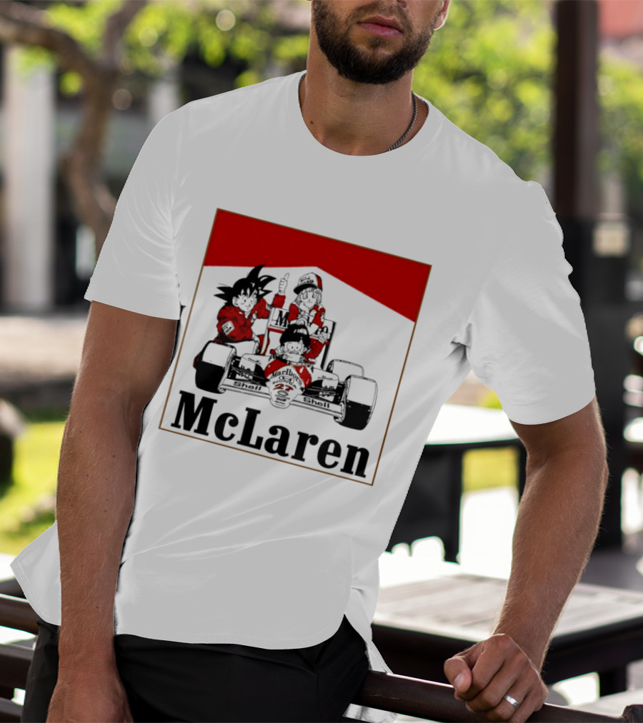 Goku Bulma Senbei McLaren Honda Marlboro Shell 27 Anime Racing Team Formula 1 T-Shirt