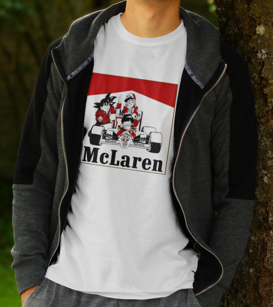 Goku Bulma Senbei McLaren Honda Marlboro Shell 27 Anime Racing Team Formula 1 T-Shirt