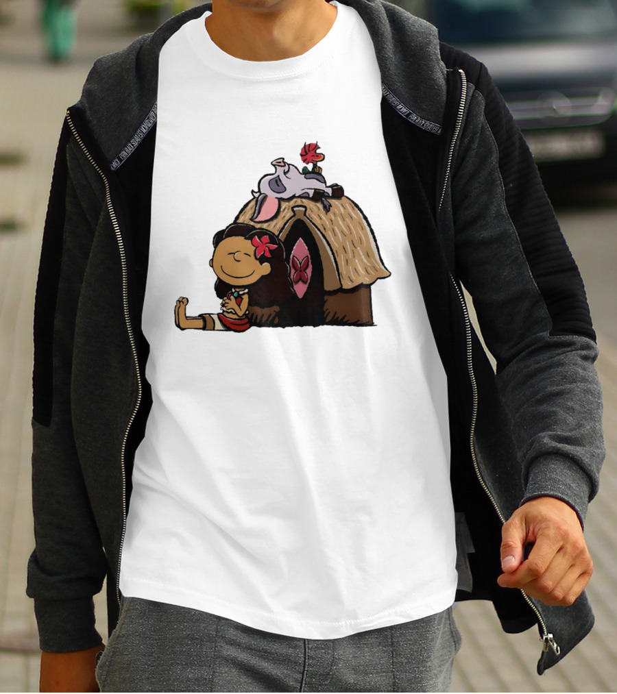 Moana Pua Heihei Peanuts Doghouse Cartoon T-Shirt