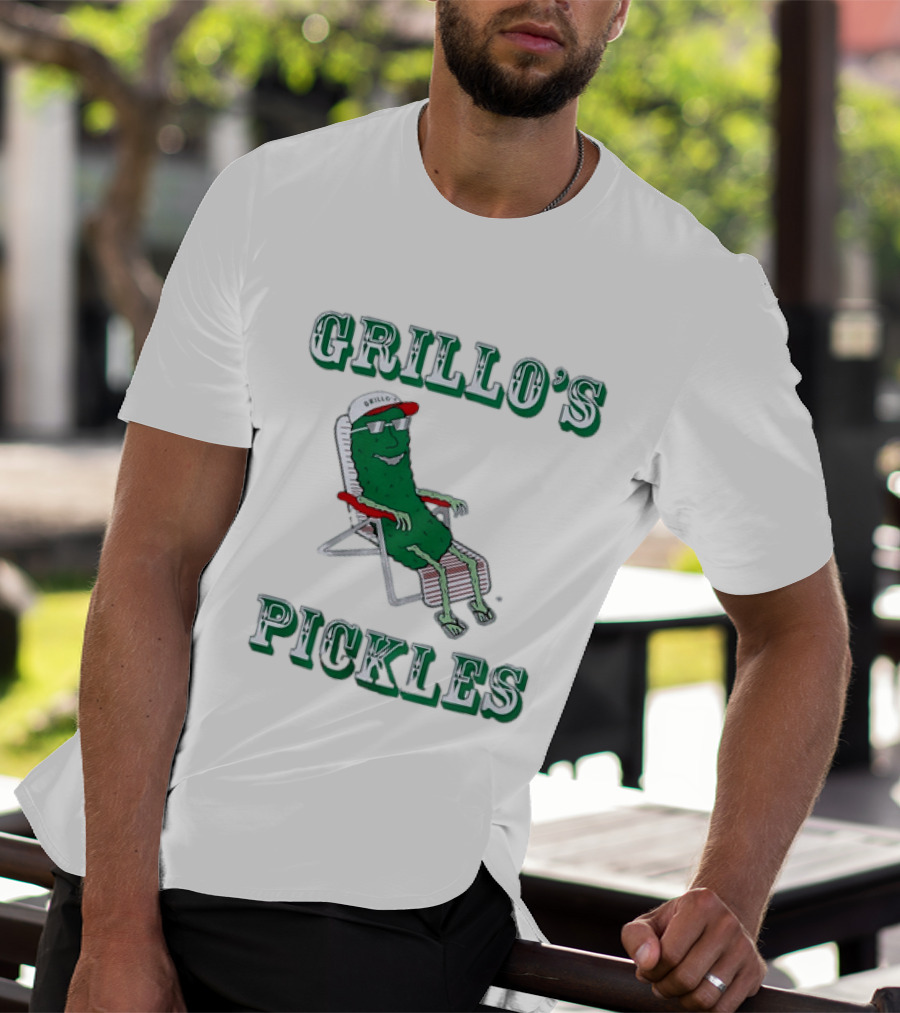 Grillo's Pickles Chill Pickle Relaxing In Chair T-Shirt