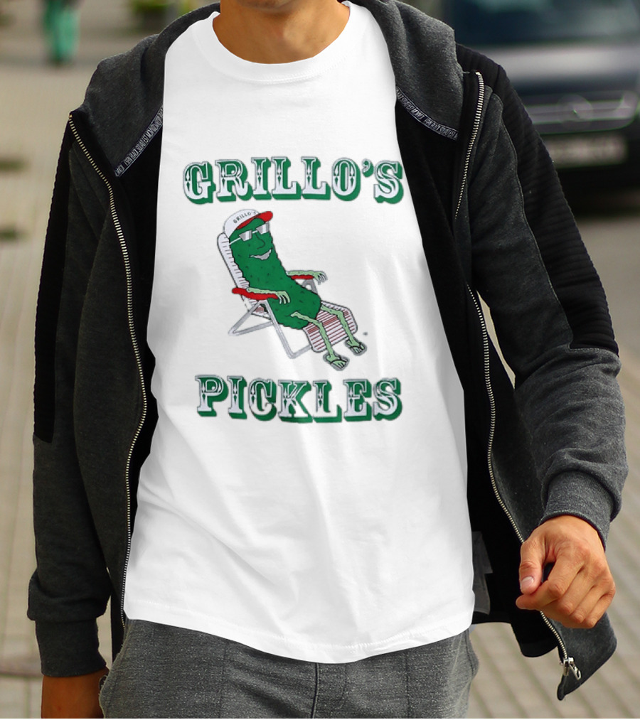 Grillo's Pickles Chill Pickle Relaxing In Chair T-Shirt