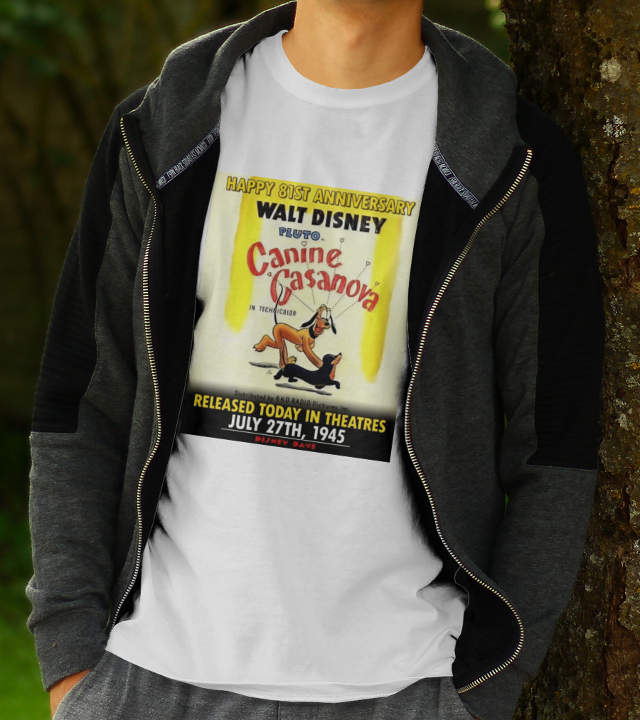 Walt Disney Pluto Canine Casanova 81st Anniversary Released July 27th 1945 T-Shirt