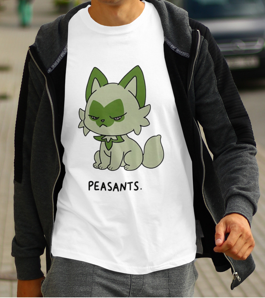 Sprigatito Peasants Meme Pokemon Cat Image Text Purr Delusion T-Shirt
