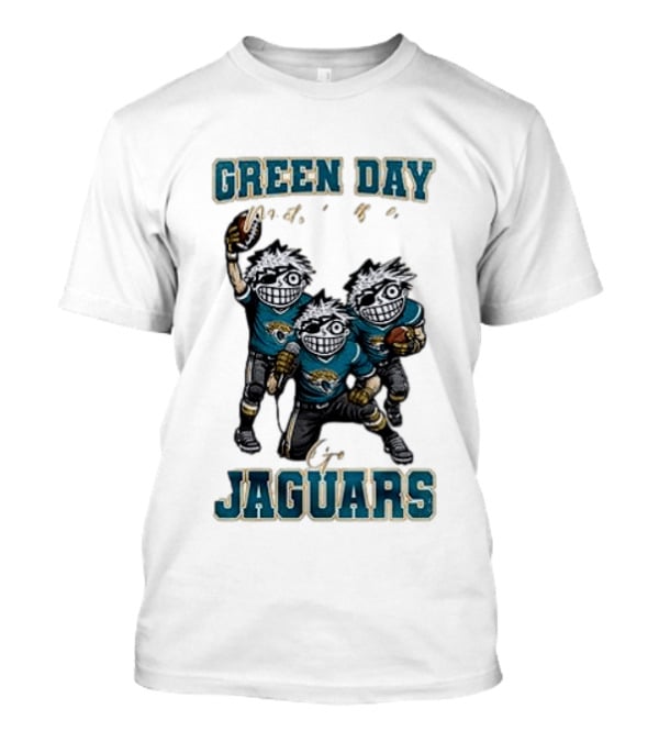 Green Day Jacksonville Jaguars Crossover With Football Characters T-Shirt