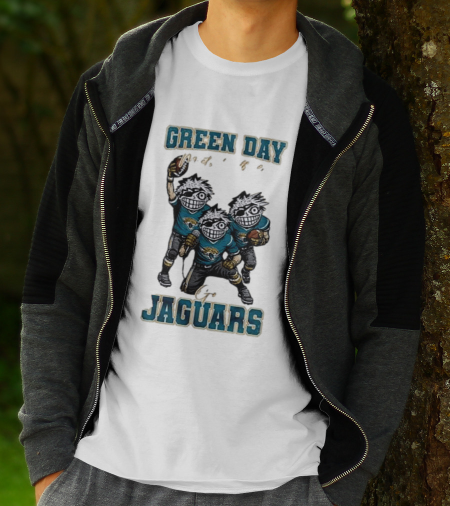 Green Day Jacksonville Jaguars Crossover With Football Characters T-Shirt
