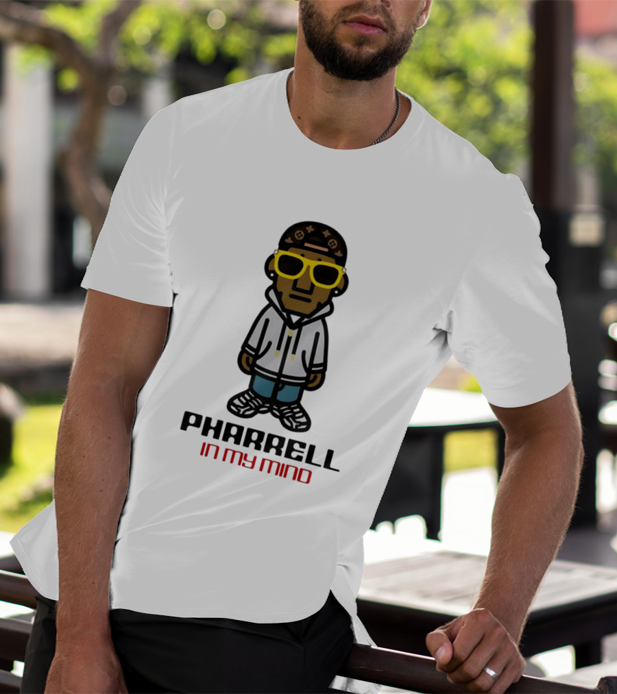 Pharrell In My Mind Cartoon Style Yellow Glasses T-Shirt