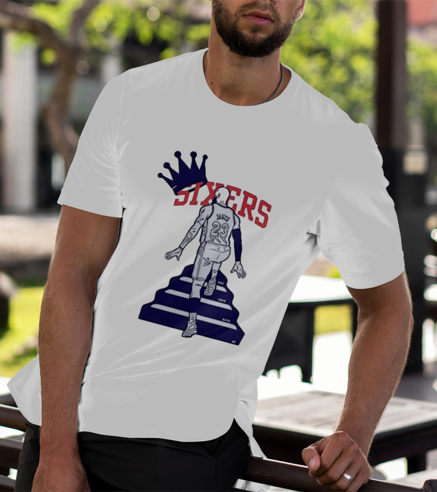 Philadelphia 76ers Sixers Lebron James Crowned Steps Silhouette 23 T-Shirt