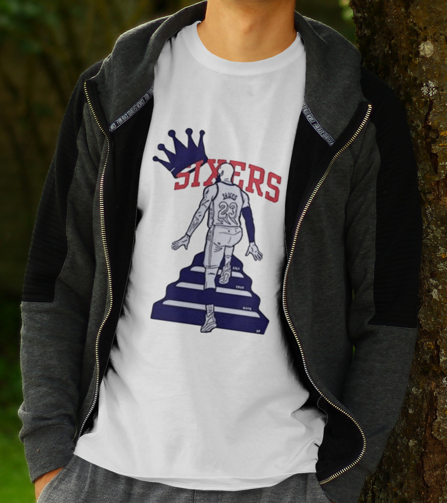 Philadelphia 76ers Sixers Lebron James Crowned Steps Silhouette 23 T-Shirt