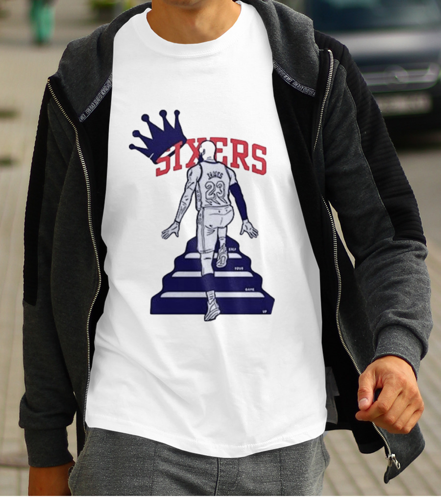 Philadelphia 76ers Sixers Lebron James Crowned Steps Silhouette 23 T-Shirt
