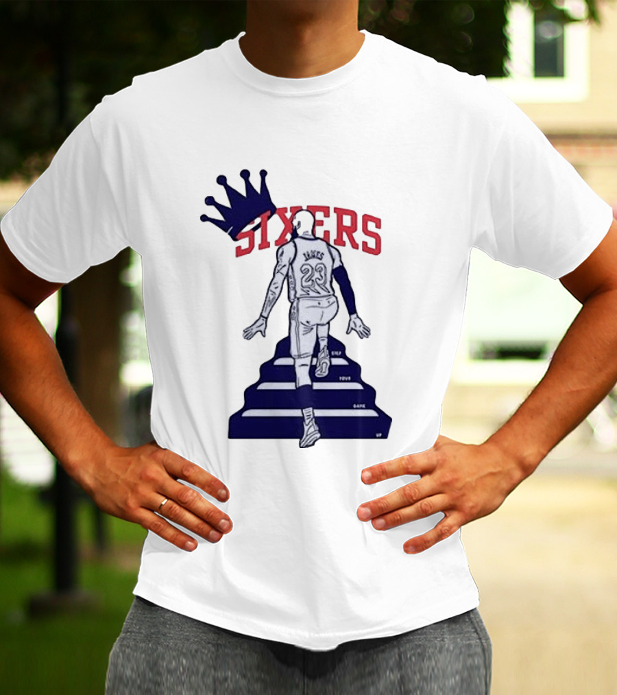 Philadelphia 76ers Sixers Lebron James Crowned Steps Silhouette 23 T-Shirt