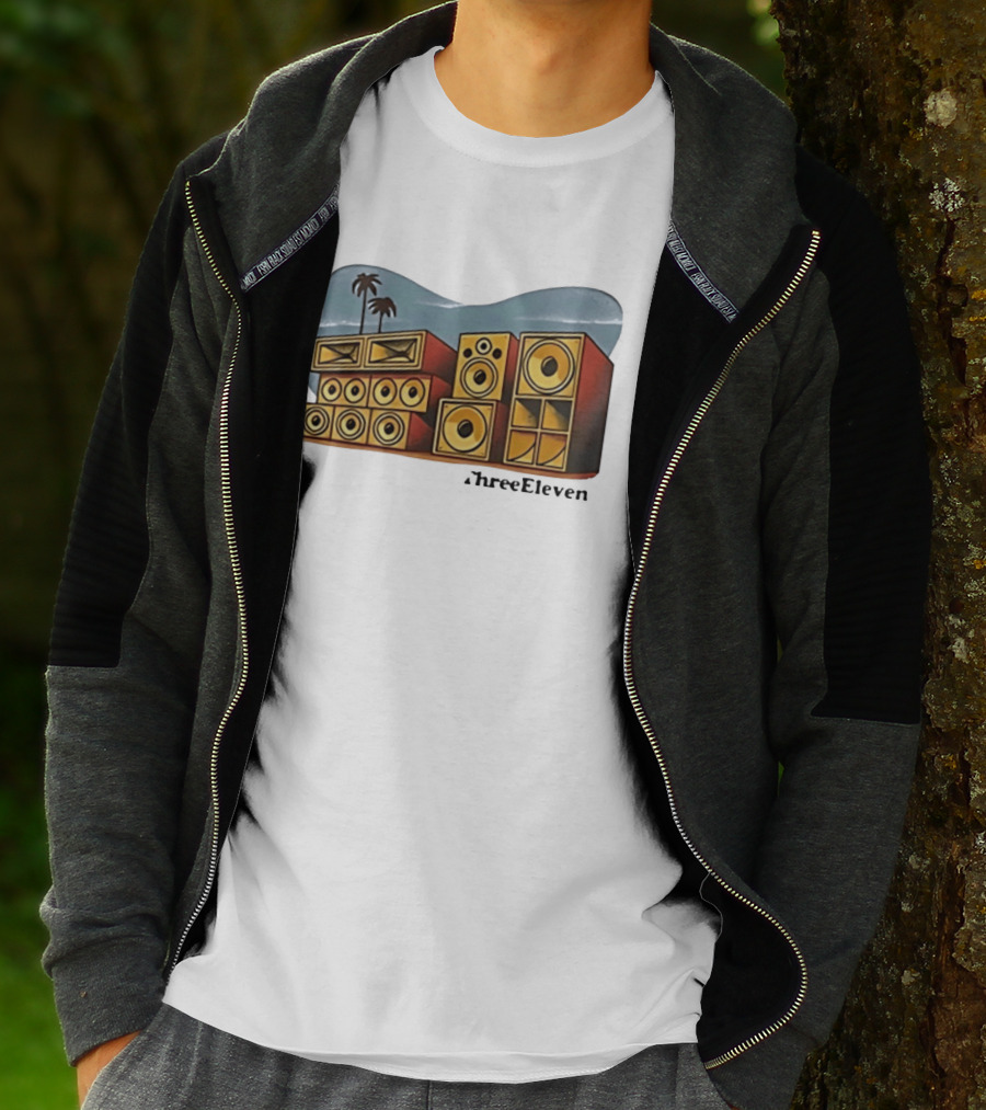ThreeEleven Sound System Speaker Stack Reggae With Palm Trees T-Shirt