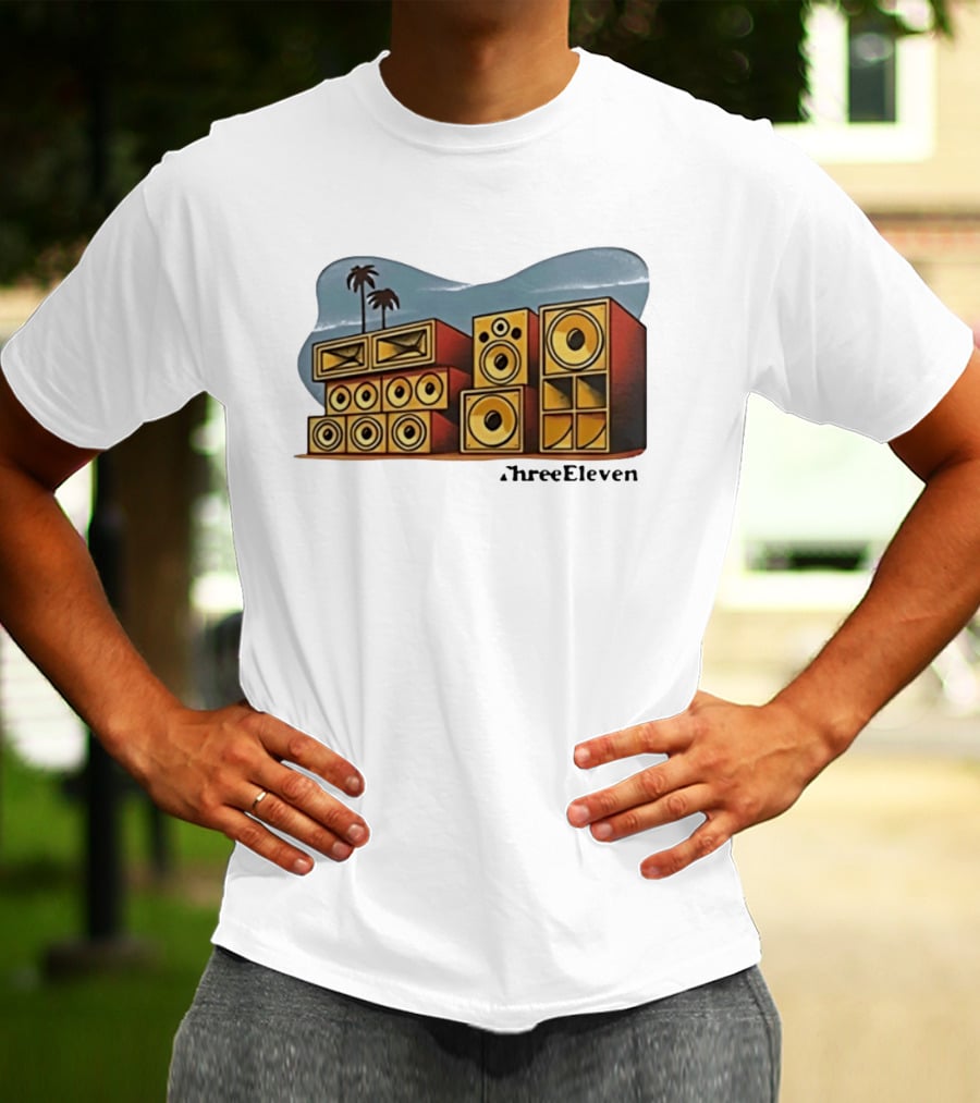 ThreeEleven Sound System Speaker Stack Reggae With Palm Trees T-Shirt