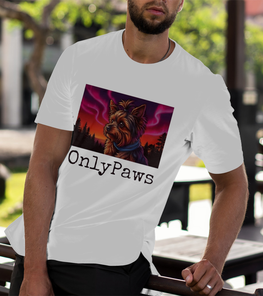 Yorkshire Terrier OnlyPaws Aurora Borealis Forest Scene T-Shirt