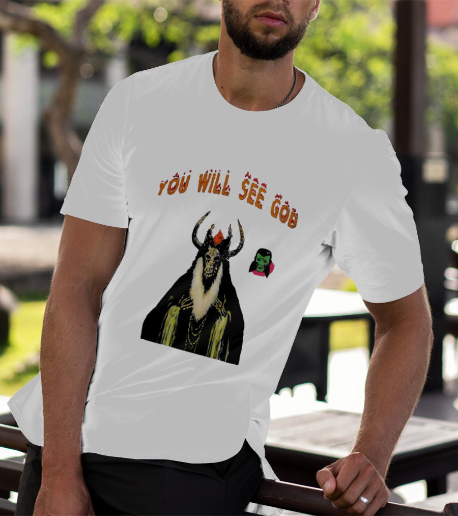You Will See God Demon Occult Satanic Horror Green Masked Face T-Shirt