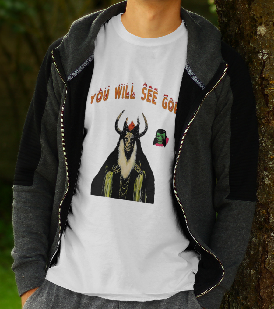 You Will See God Demon Occult Satanic Horror Green Masked Face T-Shirt