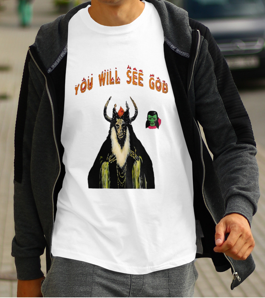 You Will See God Demon Occult Satanic Horror Green Masked Face T-Shirt