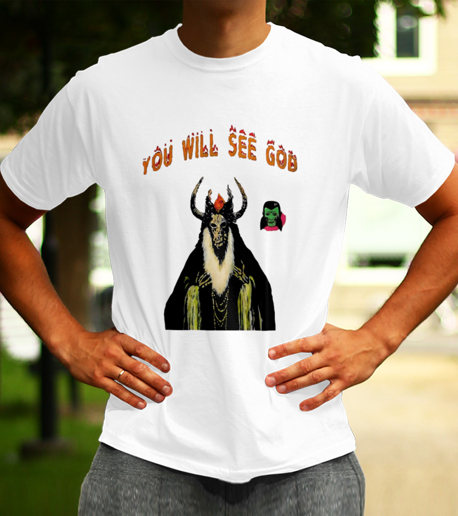 You Will See God Demon Occult Satanic Horror Green Masked Face T-Shirt