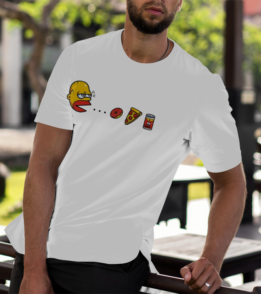 Simps Dad Pac Man Eating Donut Pizza And Beer T-Shirt