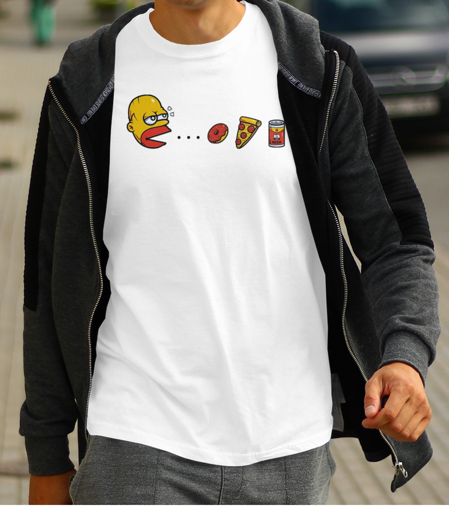 Simps Dad Pac Man Eating Donut Pizza And Beer T-Shirt