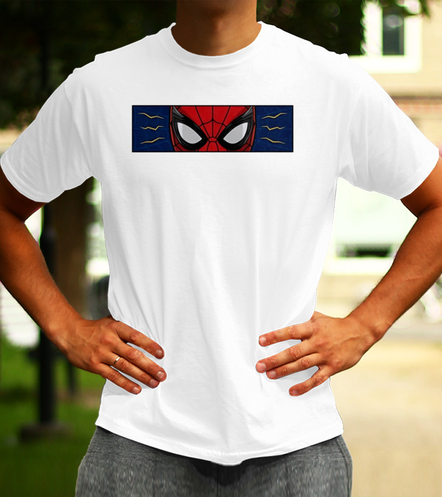 Spider Man With Great Power Comes Great Responsibility Marvel Superhero Mask Webbing T-Shirt