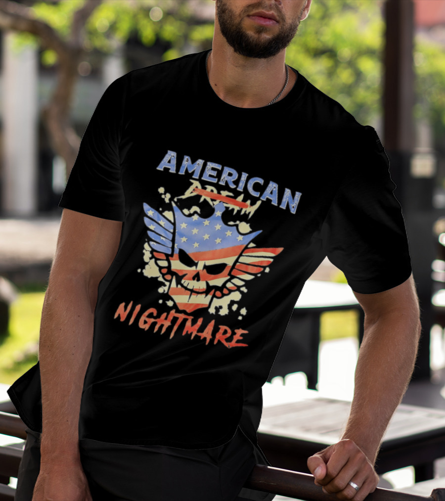 American Dream Nightmare Skull Patriotic Stars And Stripes T-Shirt