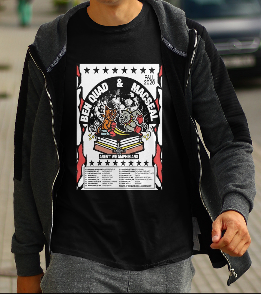 Ben Quad And Macseal Fall 2026 Tour Aren't We Amphibians Co Headliner T-Shirt