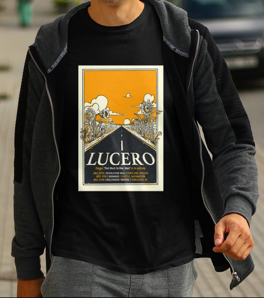Lucero Playing That Much Further West Portland Seattle Vancouver July 2026 Tour T-Shirt
