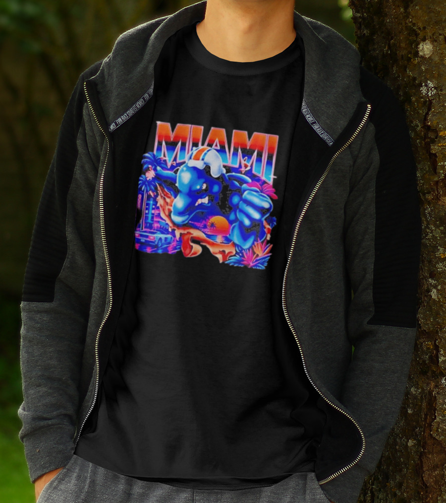 Miami Dolphins Rare Nutmeg Vintage Neon Miami Vice T-Shirt