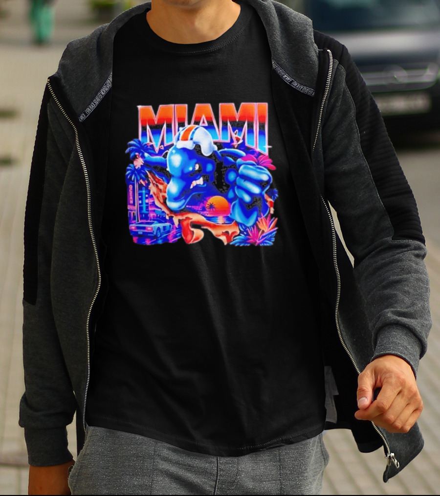 Miami Dolphins Rare Nutmeg Vintage Neon Miami Vice T-Shirt