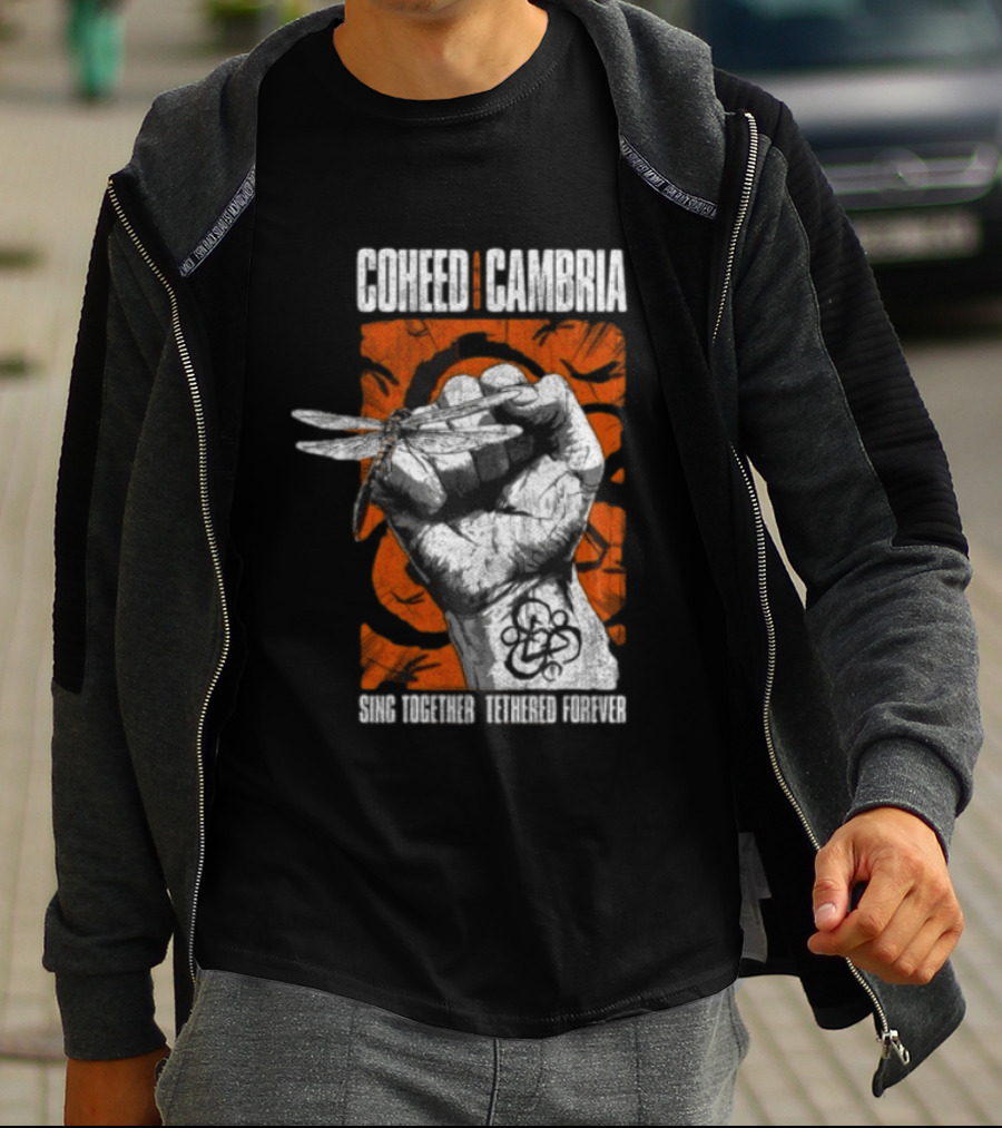 Coheed Cambria Dragonfly Fist Sing Together Tethered Courier T-Shirt
