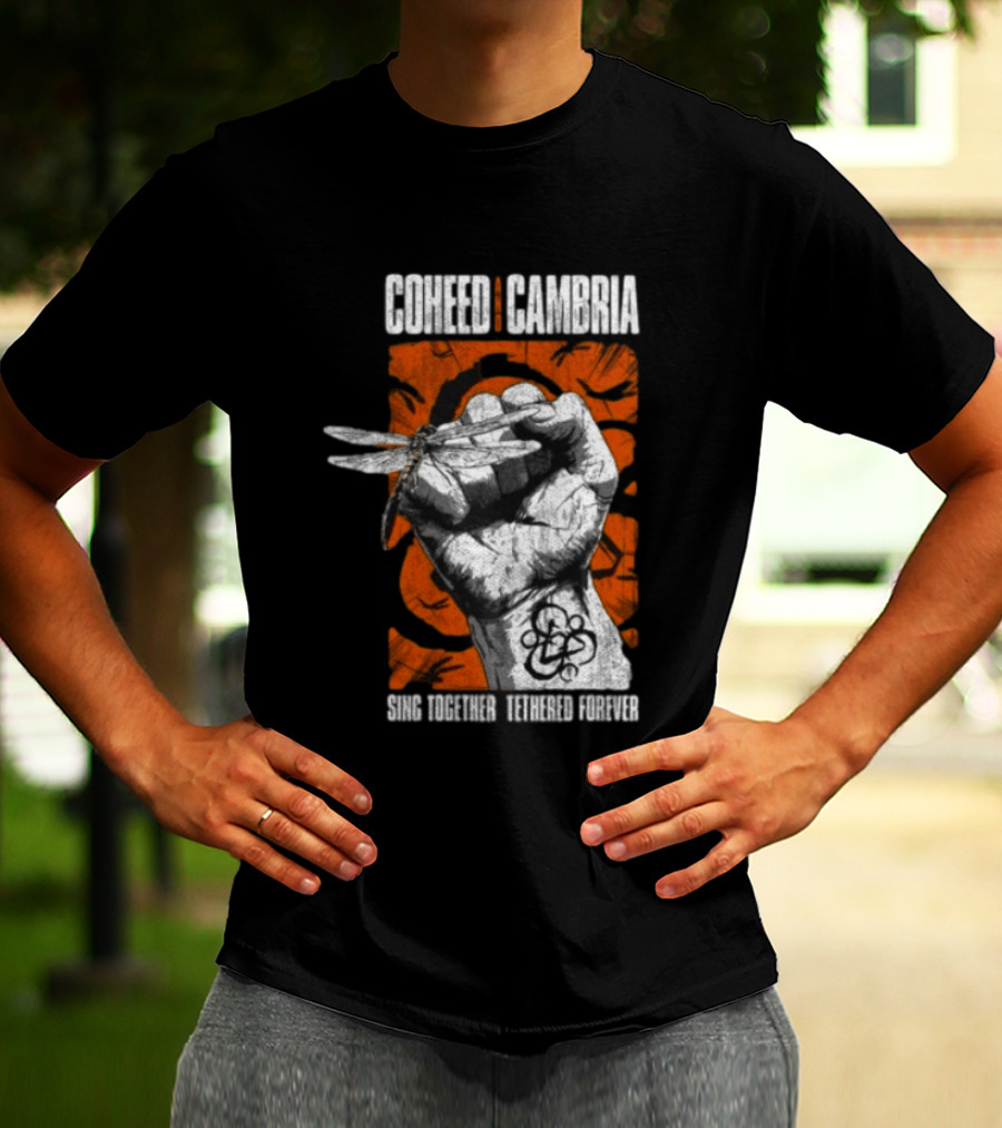 Coheed Cambria Dragonfly Fist Sing Together Tethered Courier T-Shirt