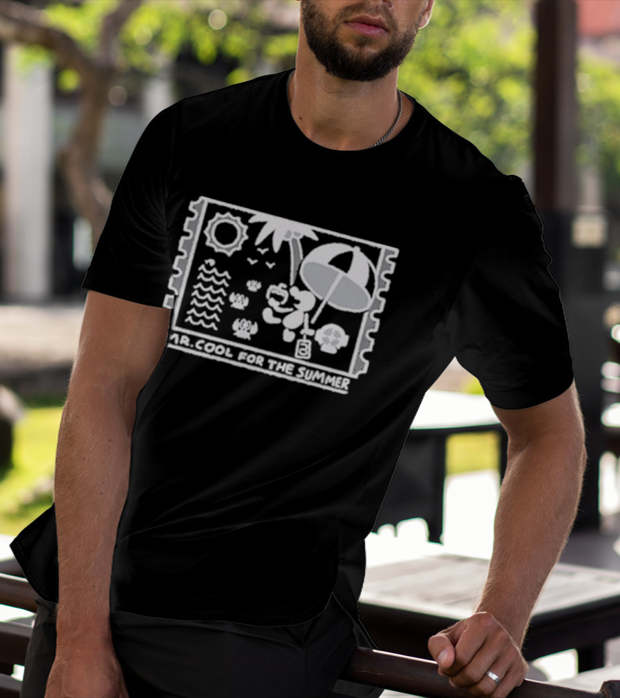 Mr. Cool For The Summer Beach Vibes Stamp Palm Tree Umbrella Sun T-Shirt