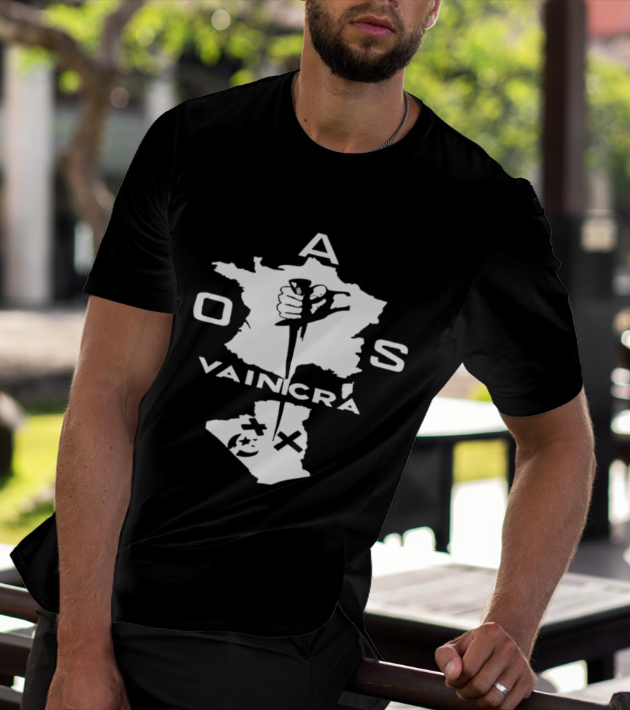OAS Vaincra France Algeria Map Hand Dagger T-Shirt