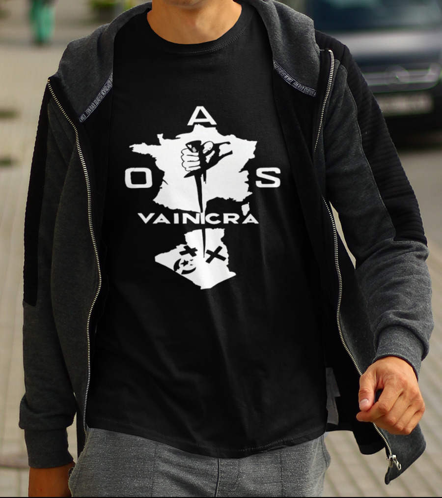 OAS Vaincra France Algeria Map Hand Dagger T-Shirt