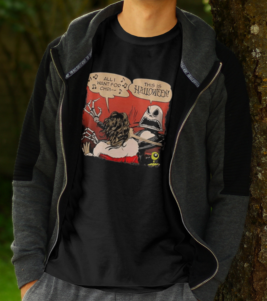 All I Want For Christmas Is This Is Halloween Comic Mashup T-Shirt