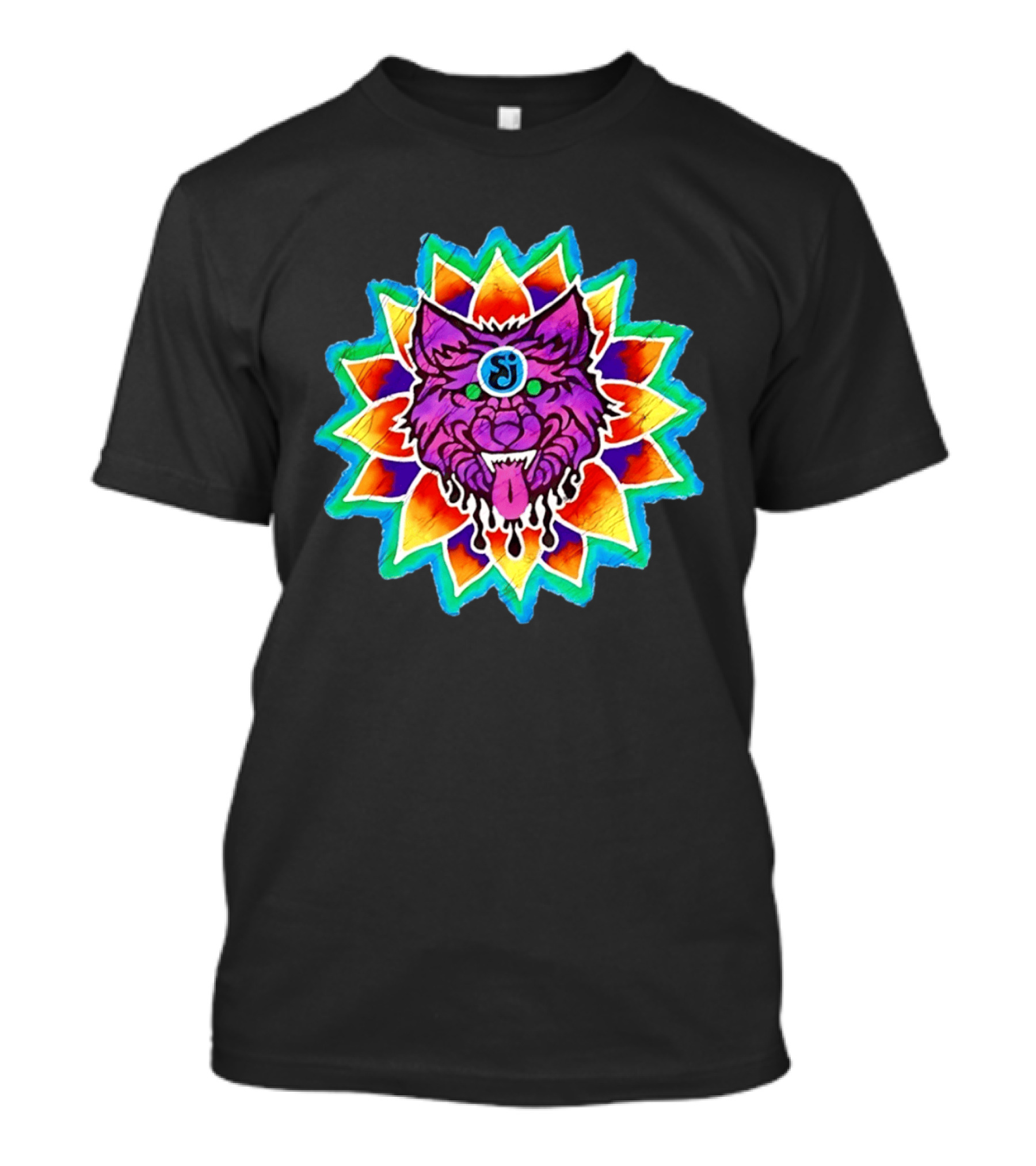 Sj Wolf Mandala Psychedelic Tribal Vivid T-Shirt