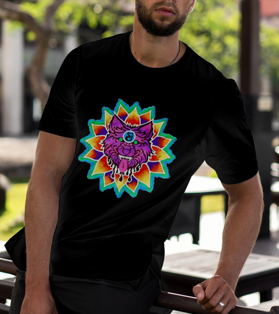 Sj Wolf Mandala Psychedelic Tribal Vivid T-Shirt