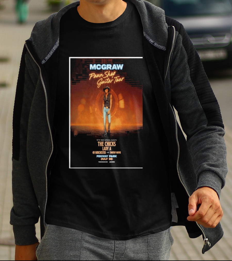 MCGRAW Pawn Shop Guitar Tour Fenway Park July 30 With The Chicks Lady A T-Shirt